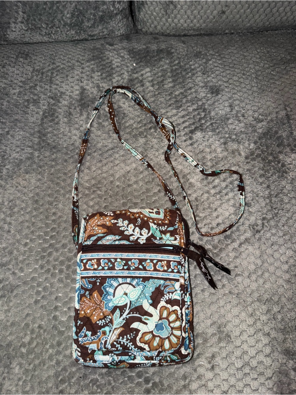 Vera Bradley Quilted paisley Brown and Turquoise Floral Crossbody Bag
